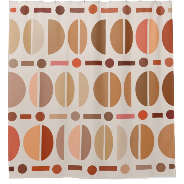 Boho Retro Bowls Muster Licht-Erdtöne Duschvorhang (Vorderseite)