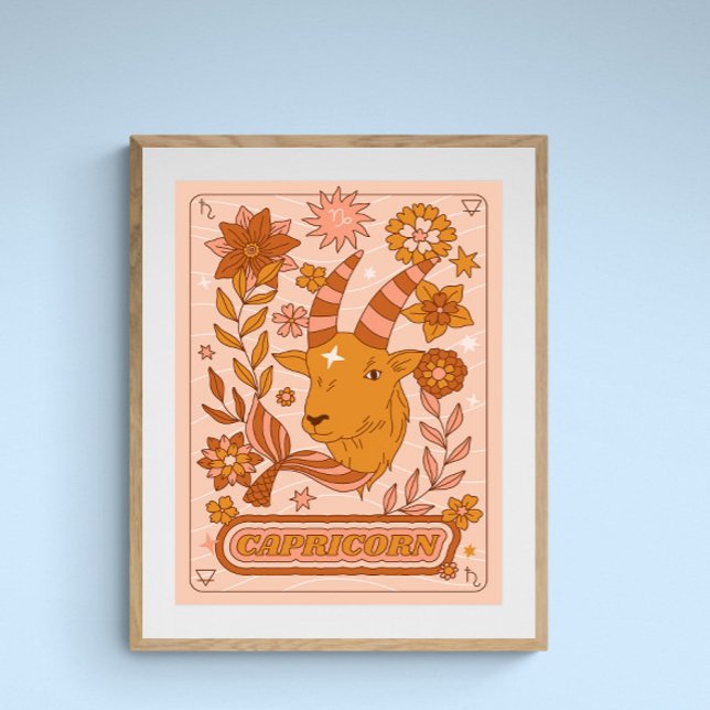 Boho Retro Capricorn Zodiac Poster (Von Creator hochgeladen)