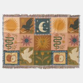 Boho Retro Celestial Sun Moon Decke