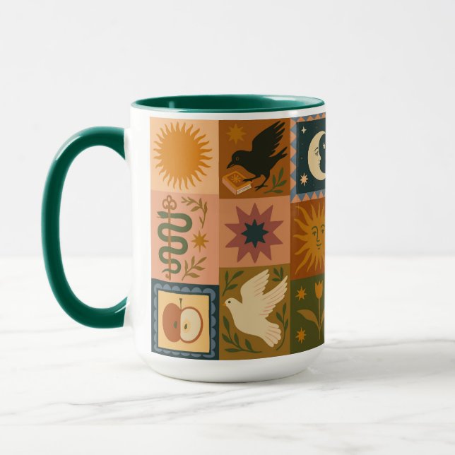 Boho Retro Celestial Sun Moon Tasse (Links)