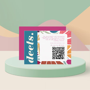 Boho Retro Chic farbenfrohe blumenreiche Hochzeit  Begleitkarte