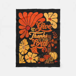 Boho Retro Christian Fall Pumpkin Give Thanks To T Fleecedecke