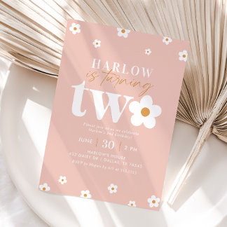 Boho Retro Daisy 2. Geburtstag Einladung