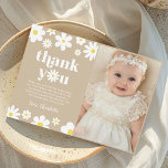 Boho Retro Daisy Birthday Foto Dankeskarte<br><div class="desc">Boho Retro Daisy Birthday Foto Dankeschön Karte</div>