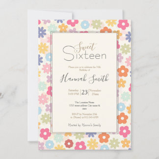 Boho Retro Daisy Blume im Sommer 70 Einladung