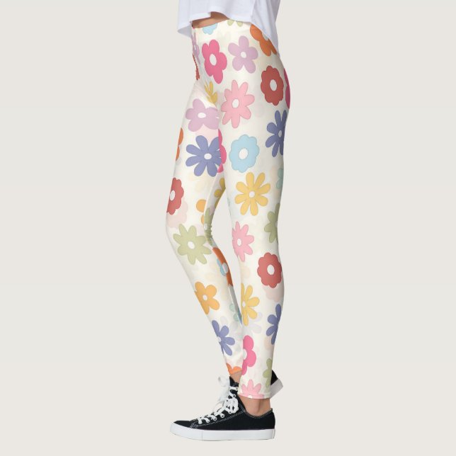 Boho Retro Daisy Blume im Sommer 70 Leggings (Links)