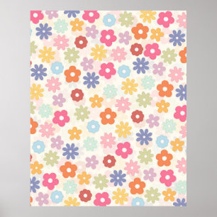 Boho Retro Daisy Blume im Sommer 70 Poster
