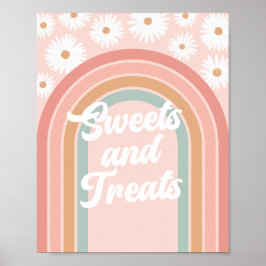 Boho Retro Daisy Geburtstags-Süßigkeiten und Lecke Poster