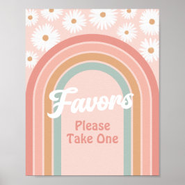 Boho Retro Daisy Geburtstagsfavors-Zeichen Poster