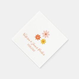 Boho Retro Daisy Paare Name Wedding Napkins Serviette