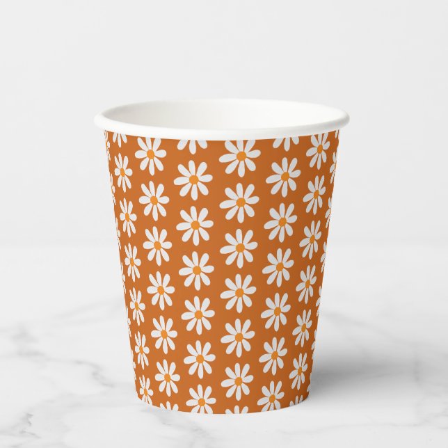 Boho Retro Daisy Pattern Graduation Party Pappbecher (Vorderseite)