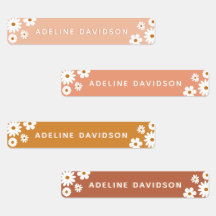 Boho Retro Daisy Theme Simple Waterproof Kids Name
