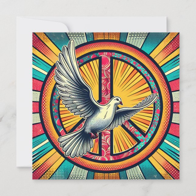 Boho Retro Dove und Peace Sign (Vorderseite)