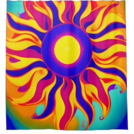 Boho Retro Duschvorhang Sunburst Hippie Vintag