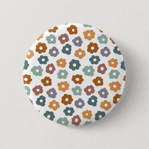 Boho-Retro-Erdige Blumen und botanischer Charme Button