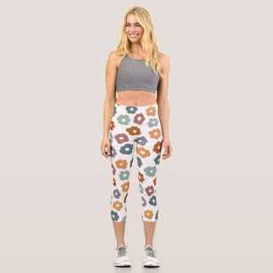 Boho-Retro-Erdige Blumen und botanischer Charme Capri Leggings