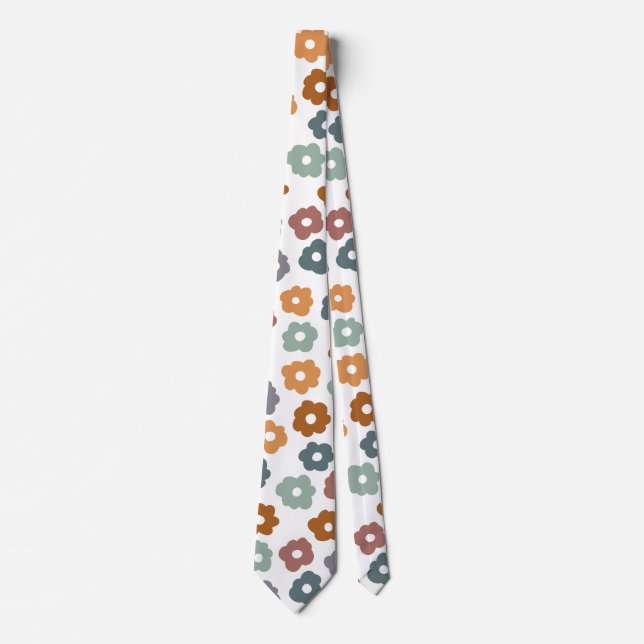Boho-Retro-Erdige Blumen und botanischer Charme Krawatte (Vorderseite)