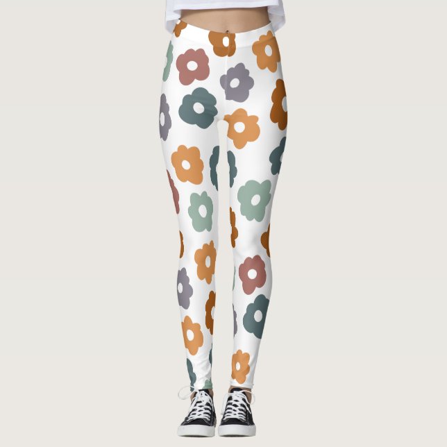 Boho-Retro-Erdige Blumen und botanischer Charme Leggings (Vorderseite)