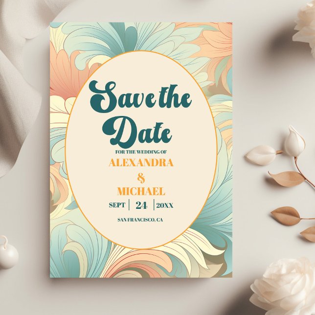 Boho Retro farbenfrohe blumenreiche Hochzeit Save The Date (Von Creator hochgeladen)