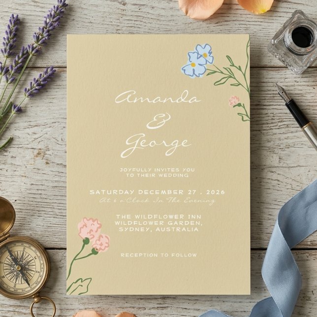 Boho Retro Floral Groovy Feste Hochzeit  Einladung (Von Creator hochgeladen)