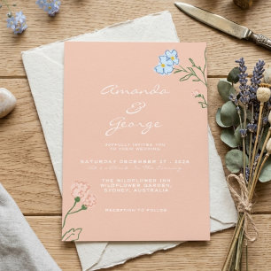 Boho Retro Floral Groovy Feste klassische Hochzeit Einladung