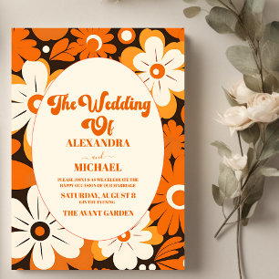 Boho Retro Floral Wedding Einladung