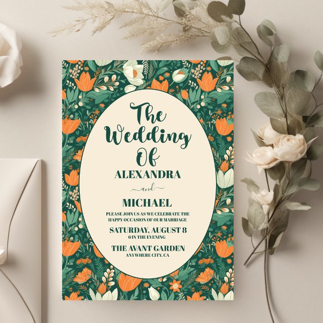 Boho Retro Floral Wedding Einladung (Von Creator hochgeladen)