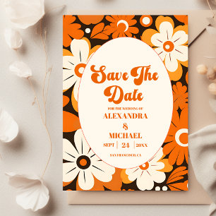 Boho Retro Floral Wedding Save The Date