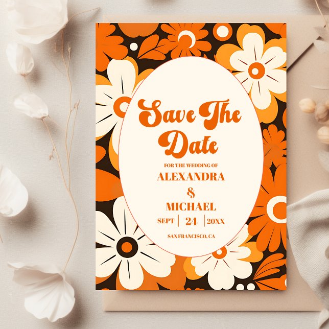 Boho Retro Floral Wedding Save The Date (Von Creator hochgeladen)