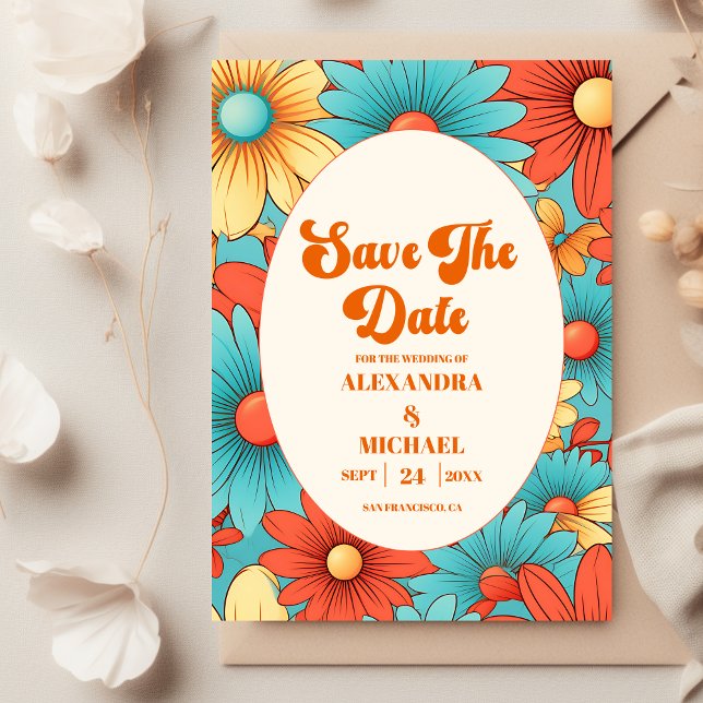 Boho Retro Florale Hochzeit Save The Date (Von Creator hochgeladen)
