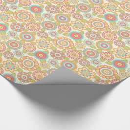 Boho Retro Funky Blumen-Blumenmuster (Creme) Geschenkpapier