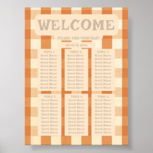 Boho Retro Groovy Colorful Wavy Wed Seating Charts Poster