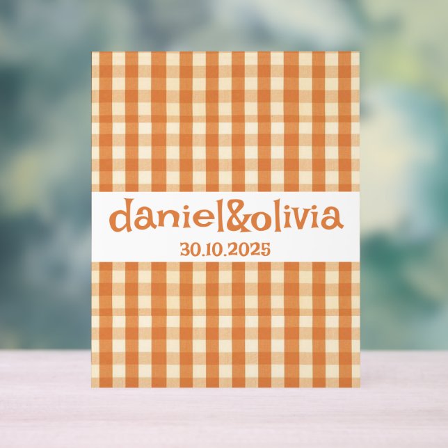 Boho Retro Groovy Colorful Wavy Wedding Acrylschild (Neutral)