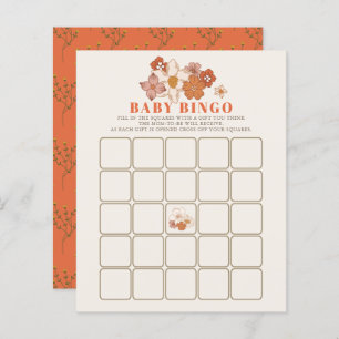 Boho Retro Groovy Floral Baby Dusche Bingo Spiel