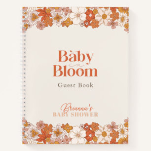 Boho Retro Groovy Floral Baby Showbook Notizbuch