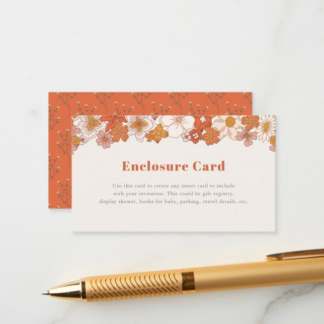 Boho Retro Groovy Floral Girl Begleitkarte (Vorderseite/Rückseite Beispiel)