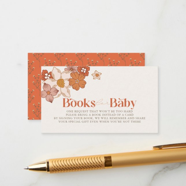 Boho Retro Groovy Floral Girl Buchanfrage Begleitkarte (Vorderseite/Rückseite Beispiel)