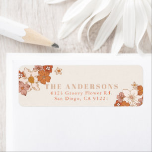 Boho Retro Groovy Orange Floral