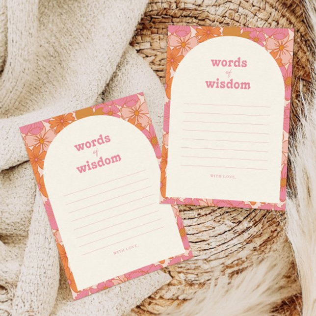 Boho Retro Groovy Words of Wisdom Advice Card RSVP Karte (Von Creator hochgeladen)