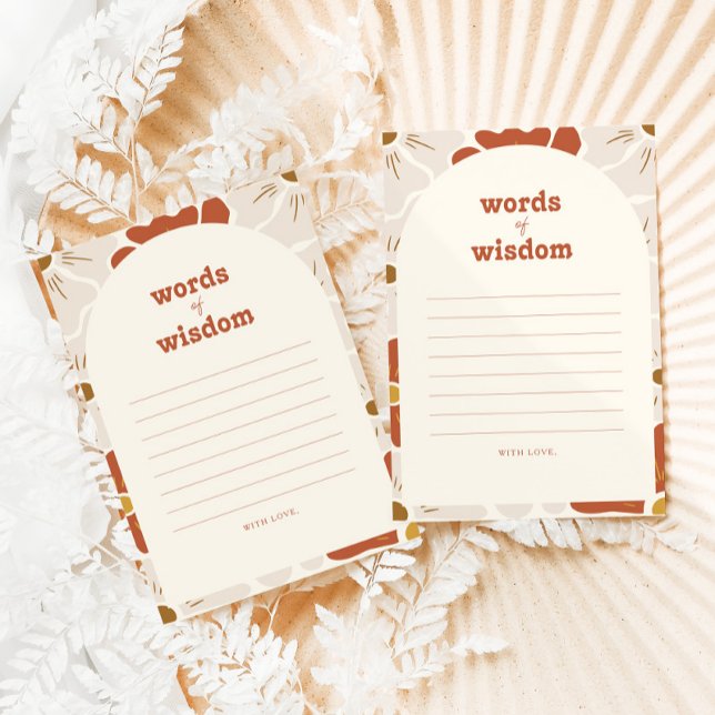 Boho Retro Groovy Words of Wisdom Advice Card RSVP Karte (Von Creator hochgeladen)