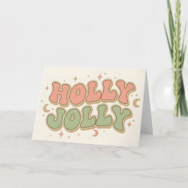 Boho Retro Holly Jolly Christmas Feiertagskarte