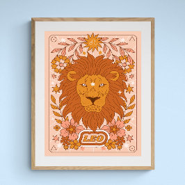 Boho Retro Leo Zodiac Poster