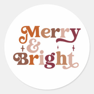 Boho Retro Merry und Bright Runder Aufkleber