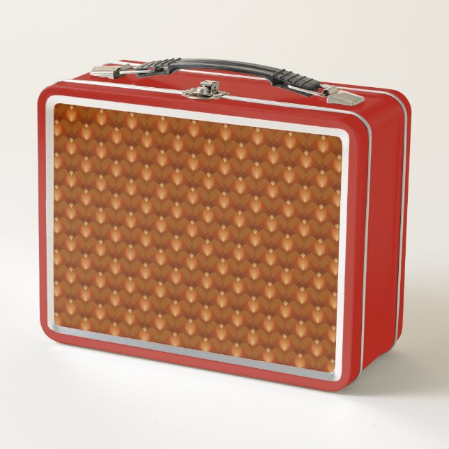 Boho Retro Muster im 70er Style Metall Brotdose (Vorderseite)