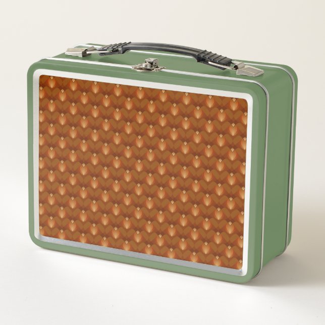 Boho Retro Muster im 70er Style Metall Brotdose (Vorderseite)