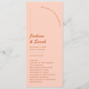 Boho Retro Orange Hochzeit Programm