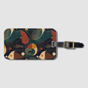 Boho Retro Organische Formen in Navy Teal Terrakot Gepäckanhänger
