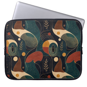 Boho Retro Organische Formen in Navy Teal Terrakot Laptopschutzhülle