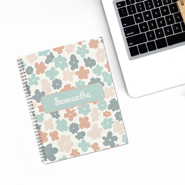 Boho-Retro-Pastell-Blumenmuster Notizblock (Von Creator hochgeladen)