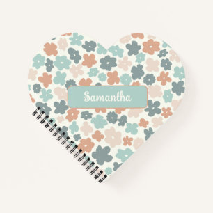 Boho-Retro-Pastell-Blumenmuster Notizbuch